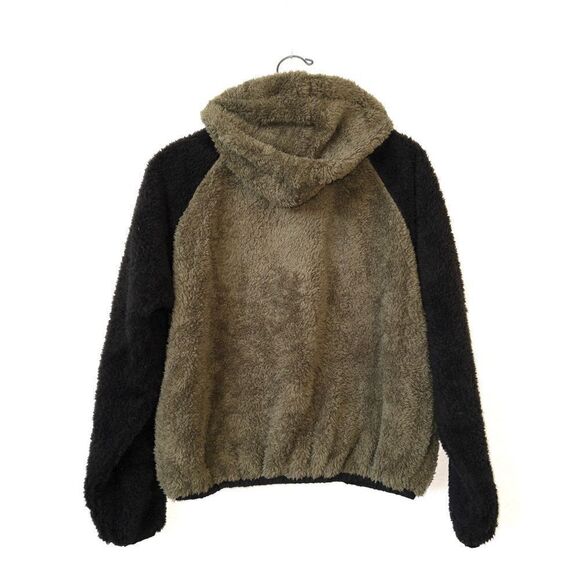 NWT Plush x Revolve Olive Green Teddy‎ Sherpa Zip Up Jacket with Hood Size Small - Picture 7 of 7